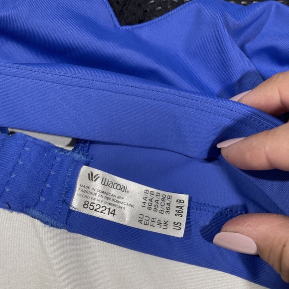NWT Wacoal [ 36 A/B ] Impact Mesh Cross Back Sports Bra in Dazzling Blue‎ - Picture 7 of 12